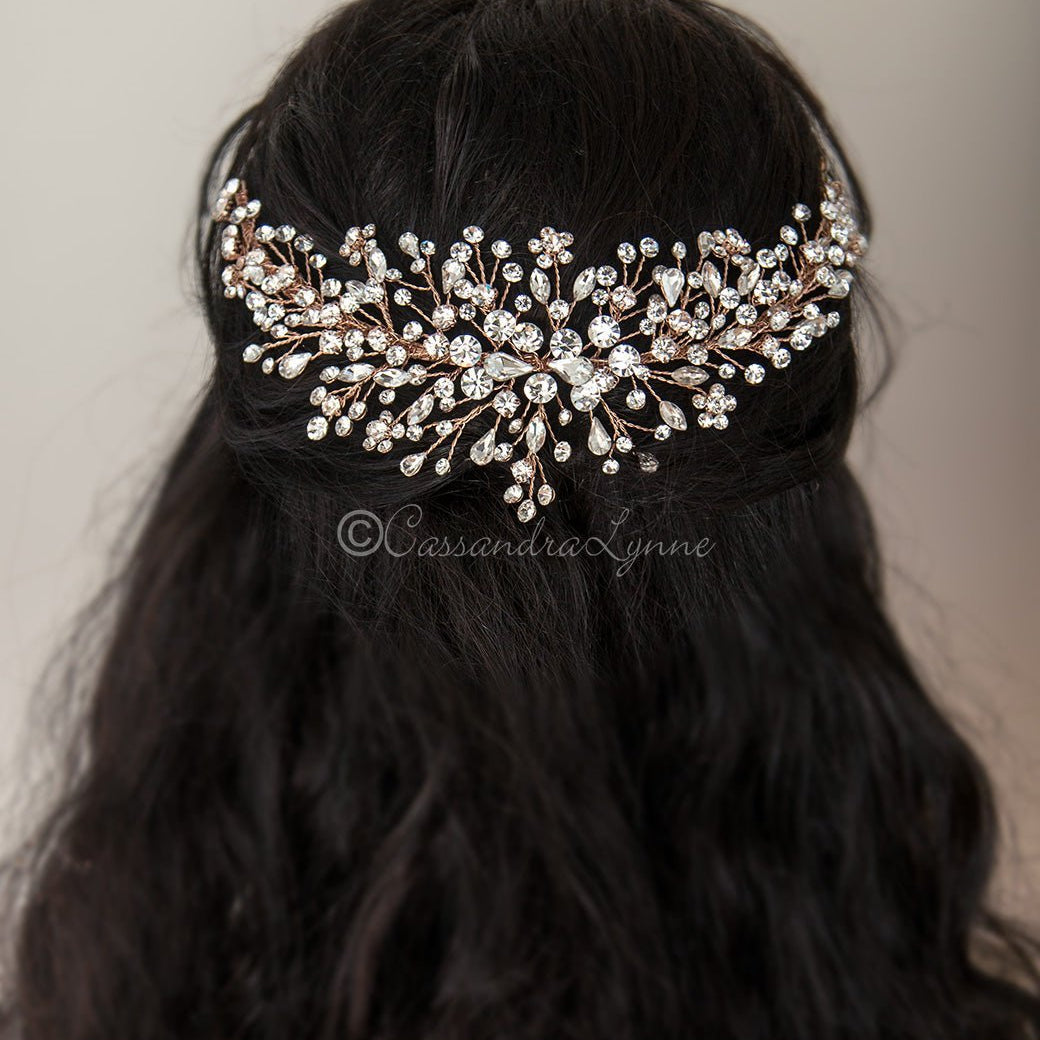 Jewel Spray Wedding Headpiece - Headband - Cassandra Lynne