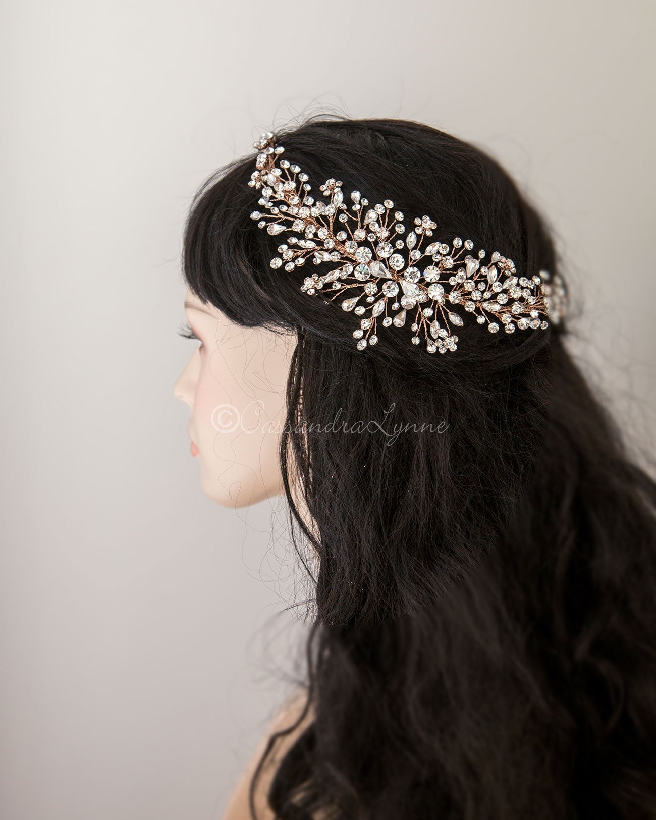 Jewel Spray Wedding Headpiece - Headband - Cassandra Lynne