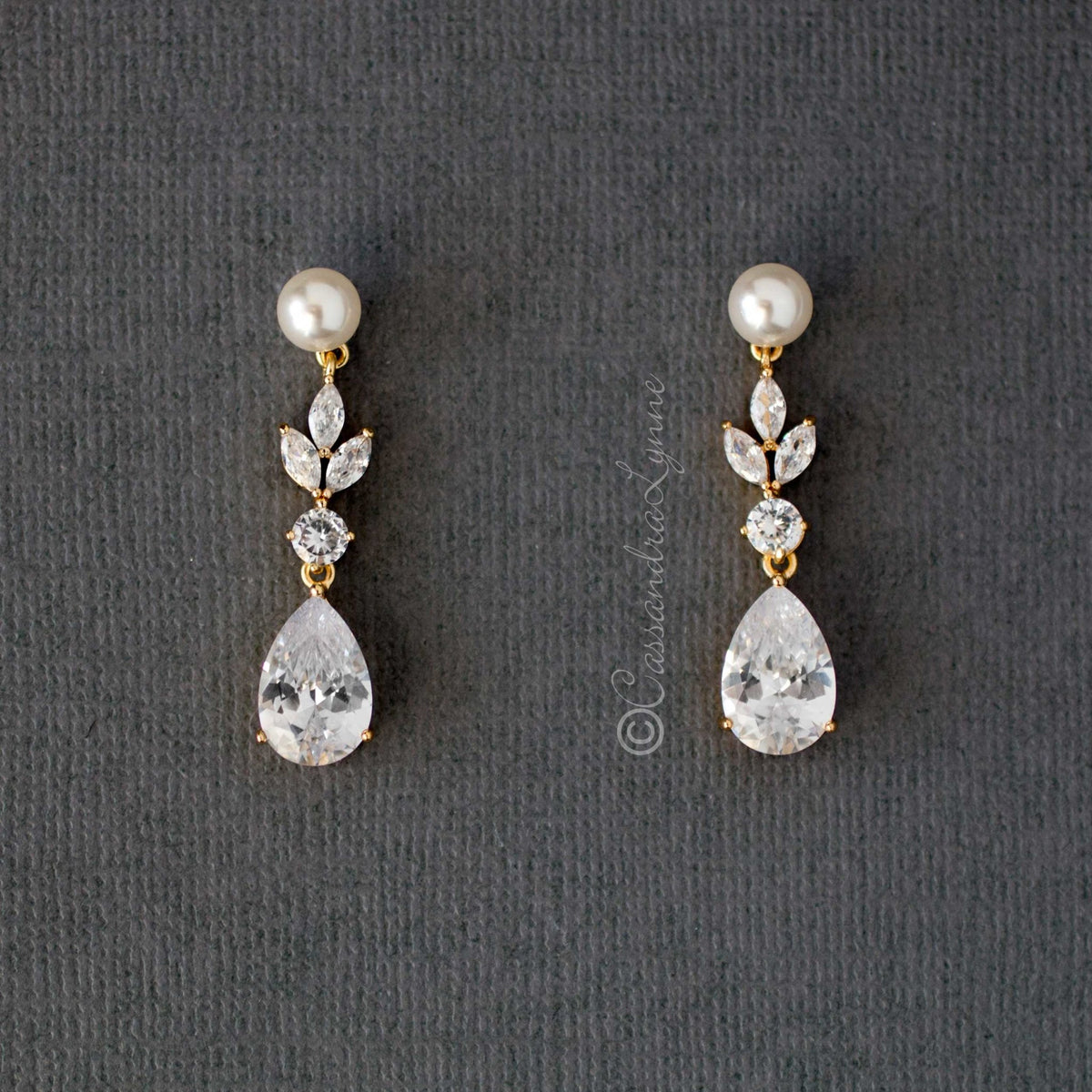 Pear Drop Wedding Pearl Earrings - Cassandra Lynne