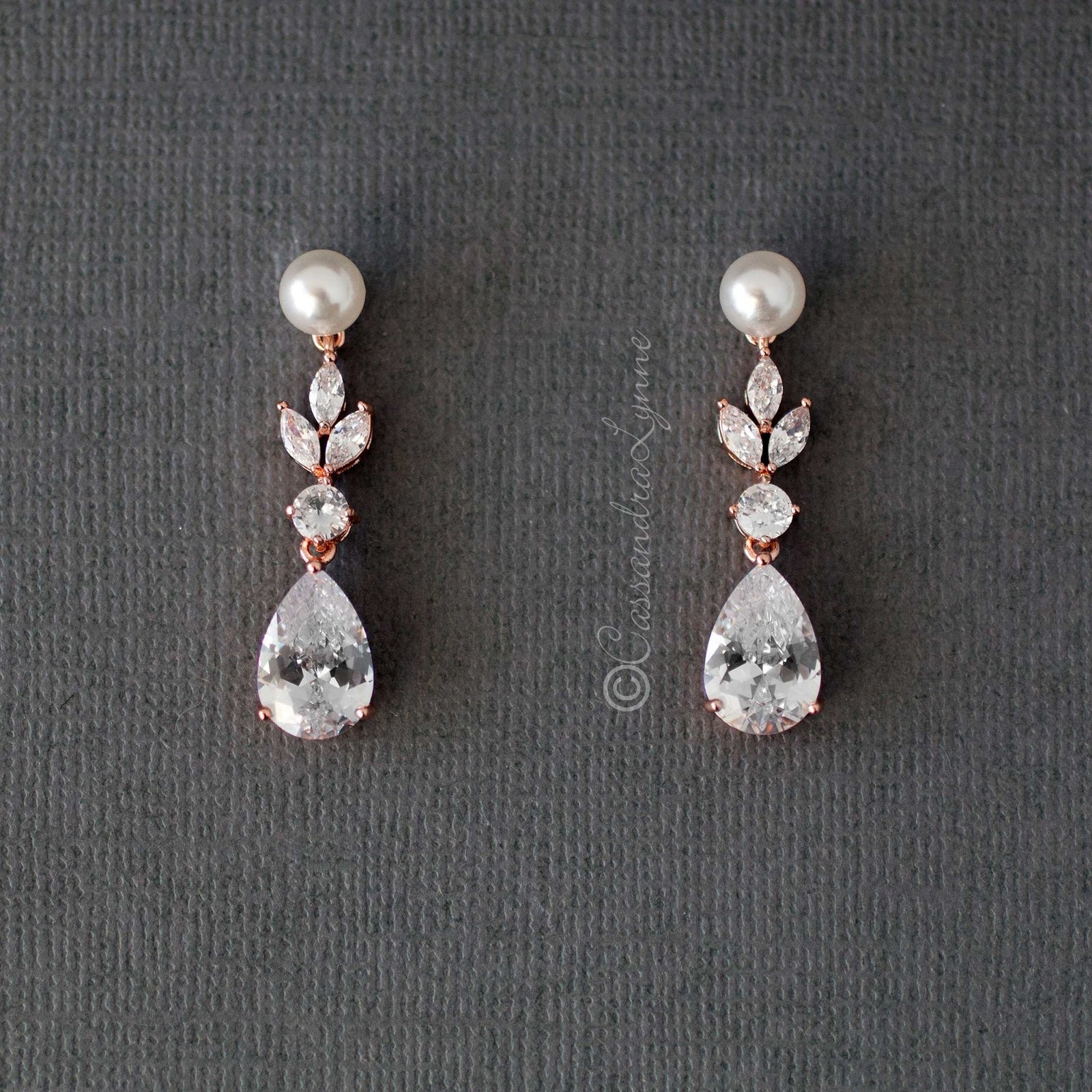 Pear Drop Wedding Pearl Earrings - Cassandra Lynne