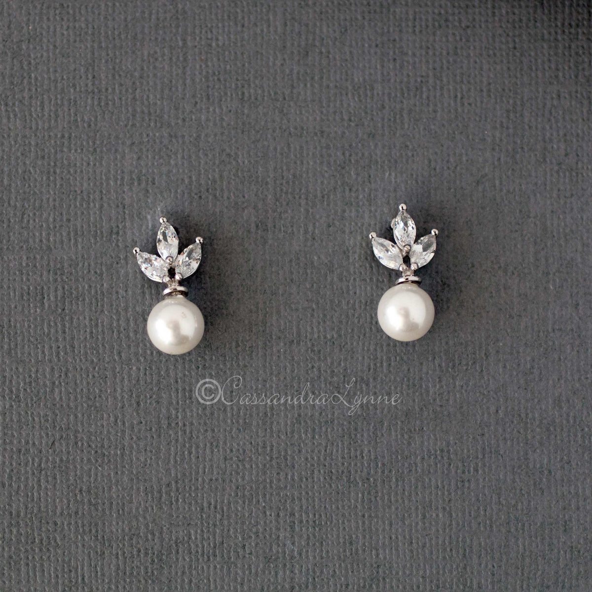 Pearl CZ Stud Earrings - Cassandra Lynne