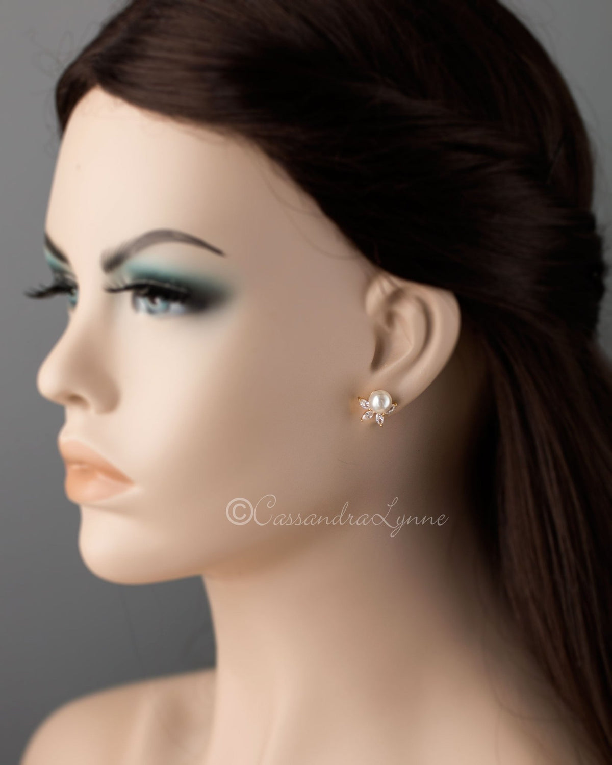 Pearl CZ Pearl Stud Earrings - Cassandra Lynne