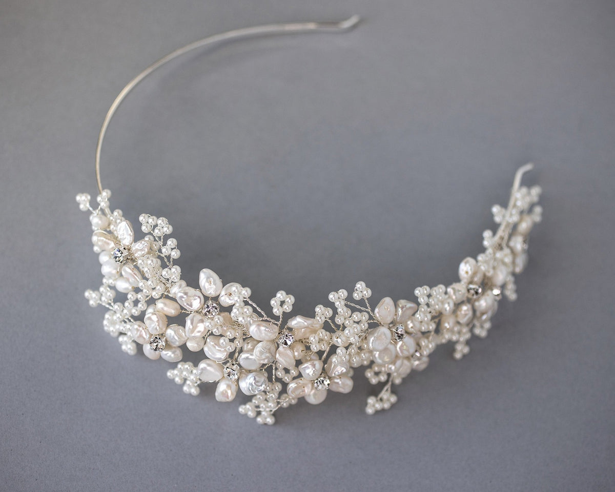 Keshi Pearls and Beads Side accent Headband - Headband - Cassandra Lynne