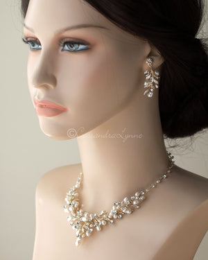 Kristi Bridal Necklace Set of Pearls and Crystals - Cassandra Lynne