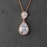 Large CZ Water Drop Pendant Necklace - Pendant - Cassandra Lynne