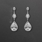 Large Waterdrop CZ Dangle Bridal Earrings - Earrings - Cassandra Lynne