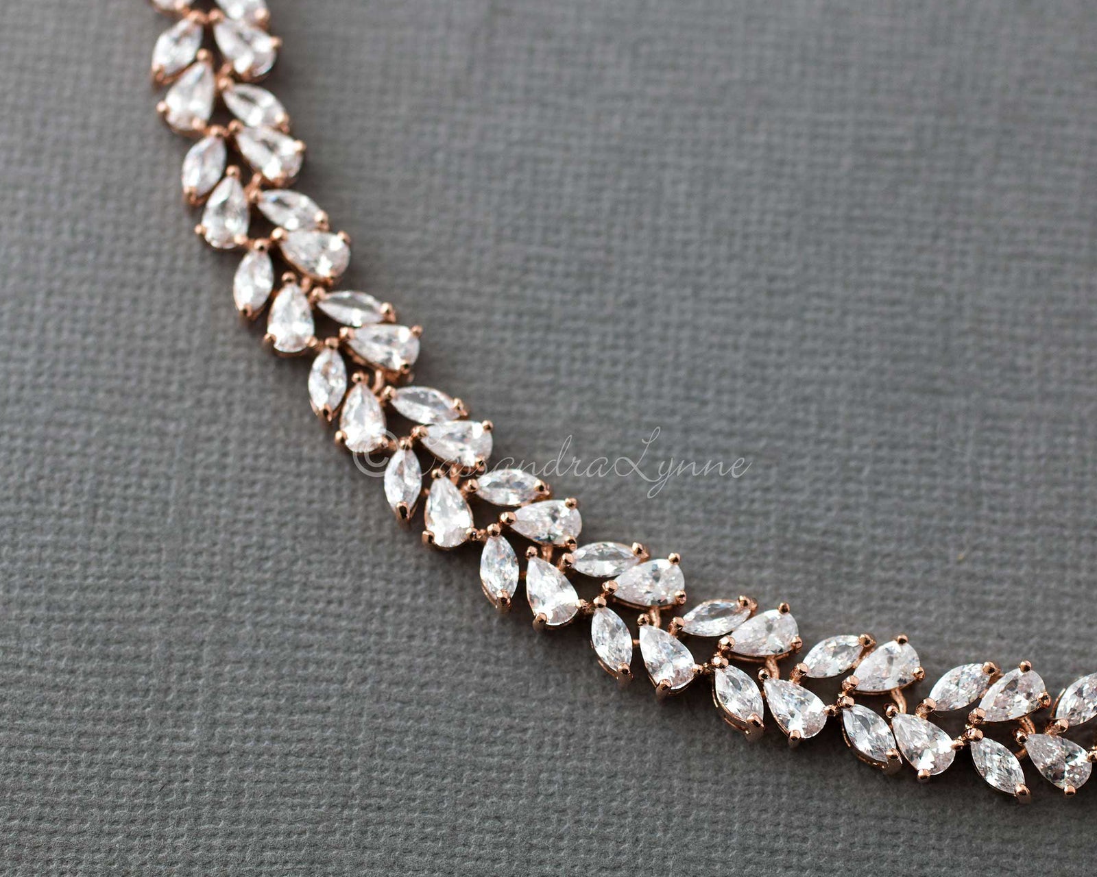 Leaf and Pear Bridal Necklace and Earrings - Cassandra Lynne