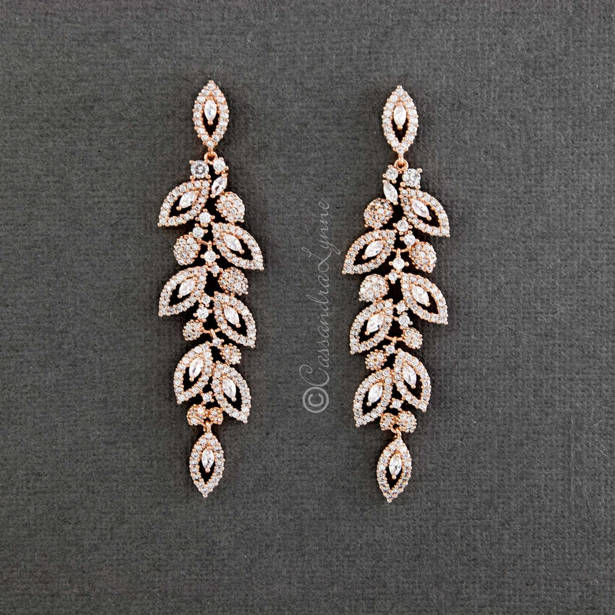 Leaf CZ Chandelier Earrings - Earrings - Cassandra Lynne