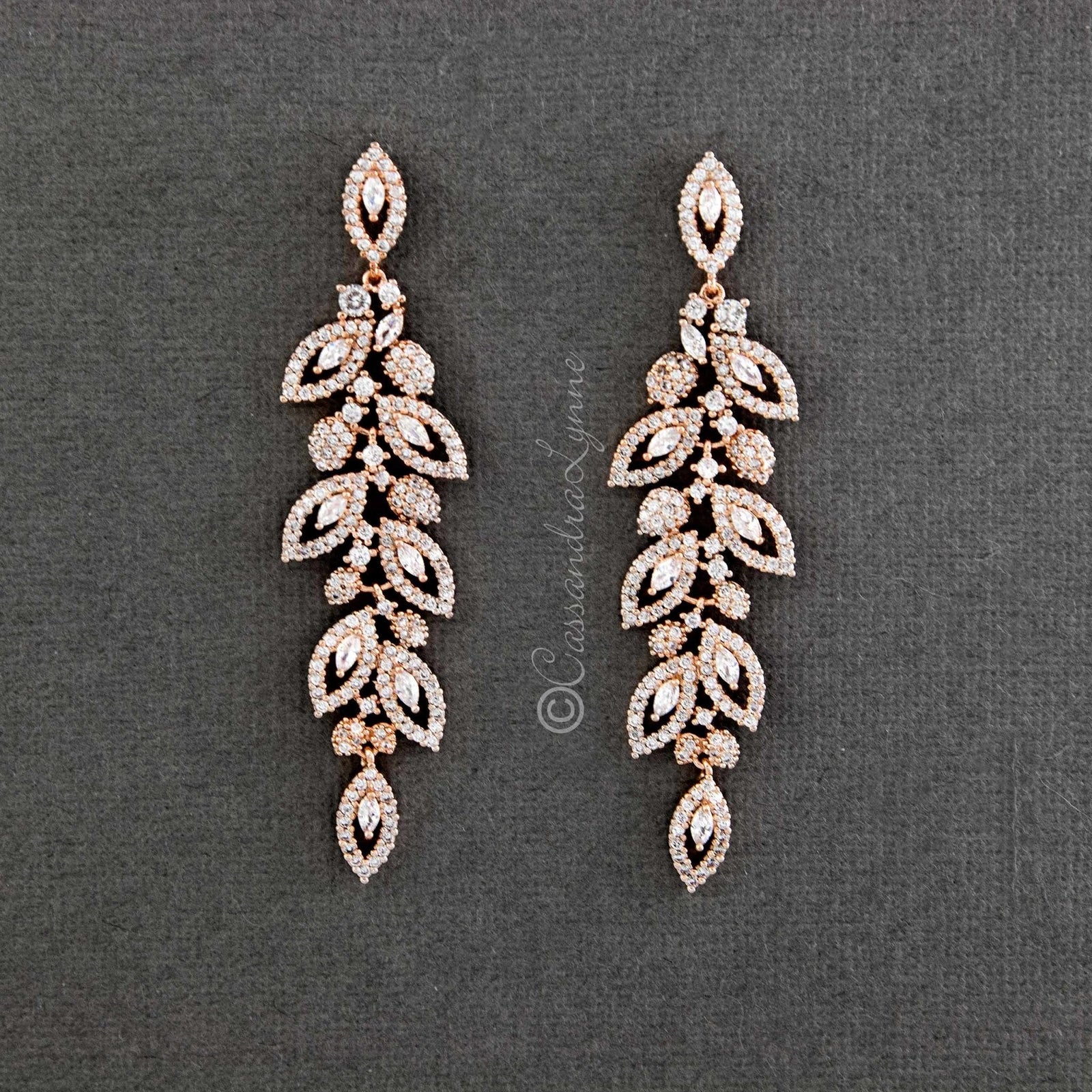 Leaf CZ Chandelier Earrings - Earrings - Cassandra Lynne