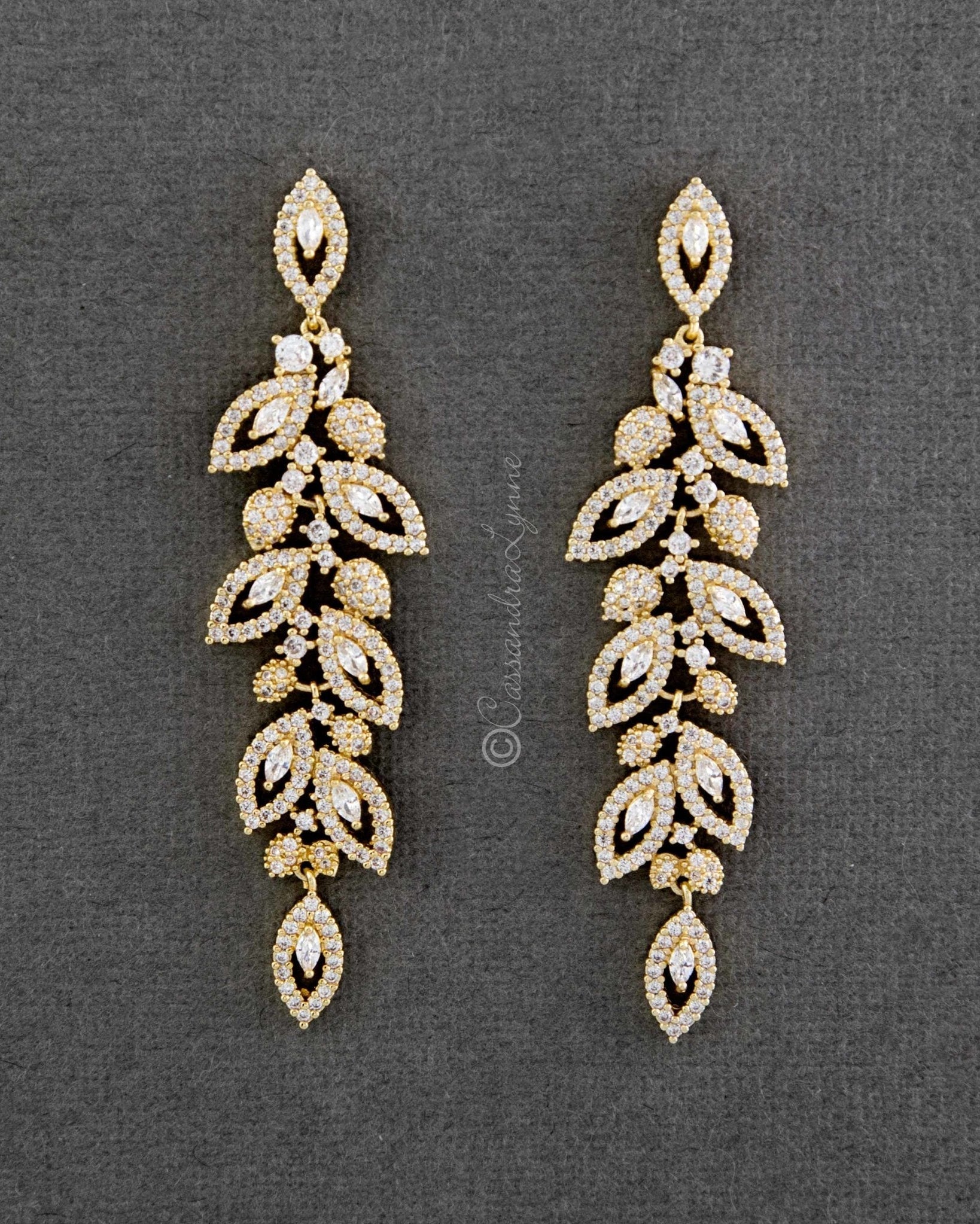 Leaf CZ Chandelier Earrings - Earrings - Cassandra Lynne