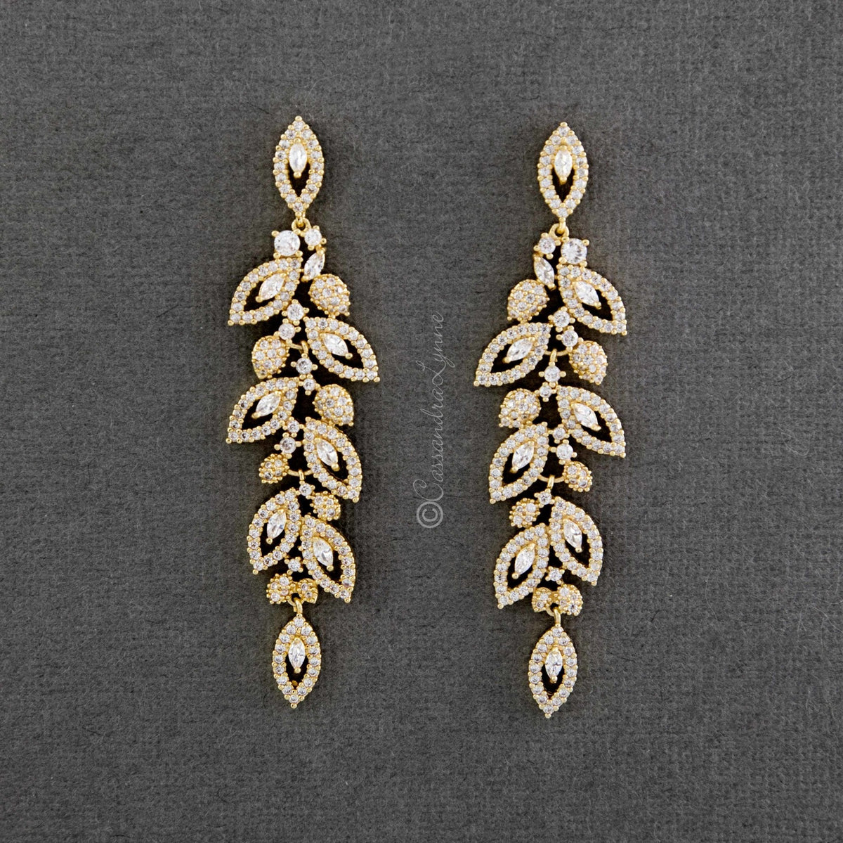 Leaf CZ Chandelier Earrings - Earrings - Cassandra Lynne