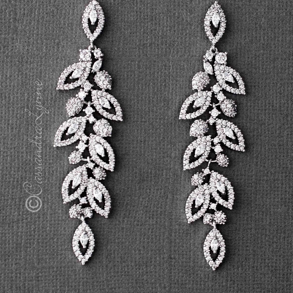 Leaf CZ Chandelier Earrings - Earrings - Cassandra Lynne