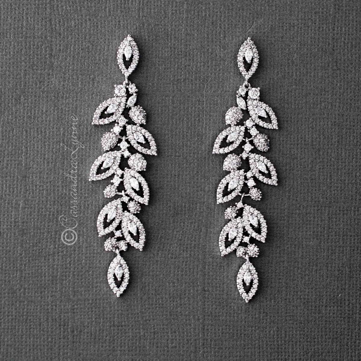 Leaf CZ Chandelier Earrings - Earrings - Cassandra Lynne