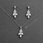Leaf CZ Pendant Necklace Set - Necklace Set - Cassandra Lynne