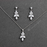 Leaf CZ Pendant Necklace Set - Necklace Set - Cassandra Lynne