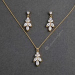 Leaf CZ Pendant Necklace Set - Necklace Set - Cassandra Lynne