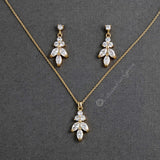 Leaf CZ Pendant Necklace Set - Necklace Set - Cassandra Lynne