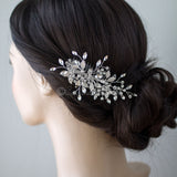 Leafy Bridal Hair Comb with Crystals - Hair Comb - Cassandra Lynne