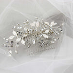 Leafy Bridal Hair Comb with Crystals - Hair Comb - Cassandra Lynne