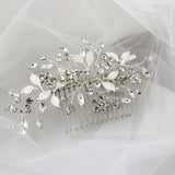 Leafy Bridal Hair Comb with Crystals - Hair Comb - Cassandra Lynne
