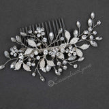Leafy Bridal Hair Comb with Crystals - Hair Comb - Cassandra Lynne