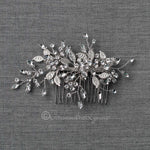 Leafy Bridal Hair Comb with Crystals - Hair Comb - Cassandra Lynne