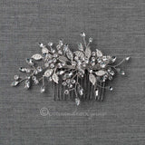 Leafy Bridal Hair Comb with Crystals - Hair Comb - Cassandra Lynne