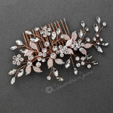 Leafy Bridal Hair Comb with Crystals - Hair Comb - Cassandra Lynne