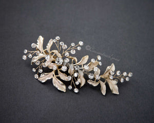 Light Gold Leaf Wedding Hair Clip - Cassandra Lynne