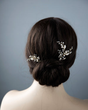 Light Gold Leaves and Pearls Hairpin Set - Cassandra Lynne