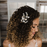 Light Gold Oat Pearl and Porcelain Bridal Hair Pin - Hair Pins - Cassandra Lynne