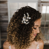 Light Gold Oat Pearl and Porcelain Bridal Hair Pin - Hair Pins - Cassandra Lynne