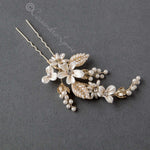 Light Gold Oat Pearl and Porcelain Bridal Hair Pin - Hair Pins - Cassandra Lynne