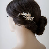 Light Gold Oat Pearl and Porcelain Bridal Hair Pin - Hair Pins - Cassandra Lynne