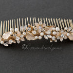 Light Gold Tiara Comb with White Opal Accents - Tiara Comb - Cassandra Lynne