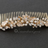 Light Gold Tiara Comb with White Opal Accents - Tiara Comb - Cassandra Lynne