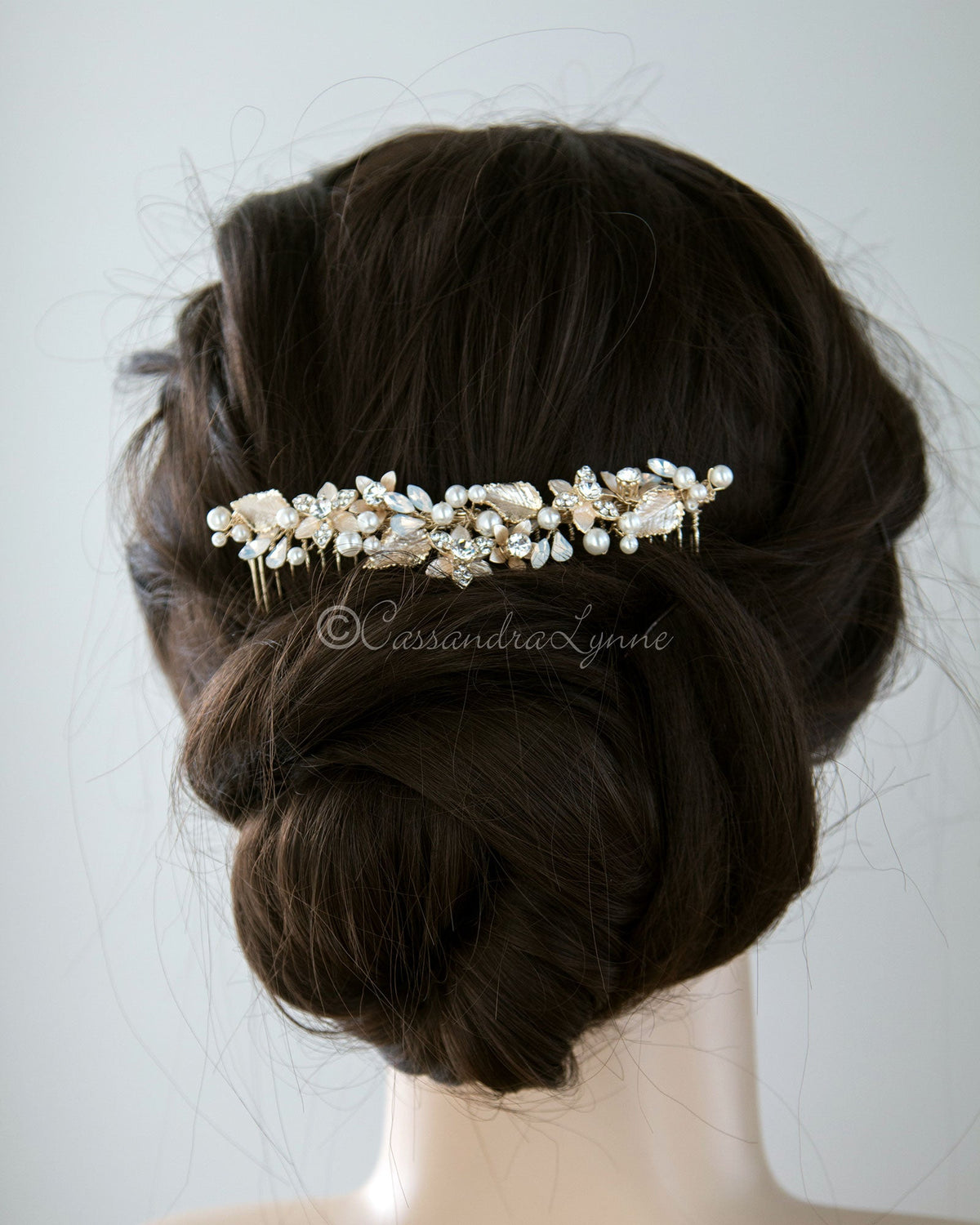 Light Gold Tiara Comb with White Opal Accents - Cassandra Lynne