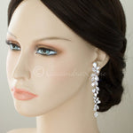 Long Bridal Earrings of Teardrop and Marquise CZ - Earrings - Cassandra Lynne