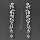 Long Bridal Earrings of Teardrop and Marquise CZ - Earrings - Cassandra Lynne