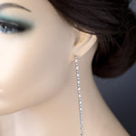 Long Delicate Baguette CZ Wedding Earrings - Earrings - Cassandra Lynne