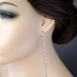 Long Delicate Baguette CZ Wedding Earrings - Earrings - Cassandra Lynne