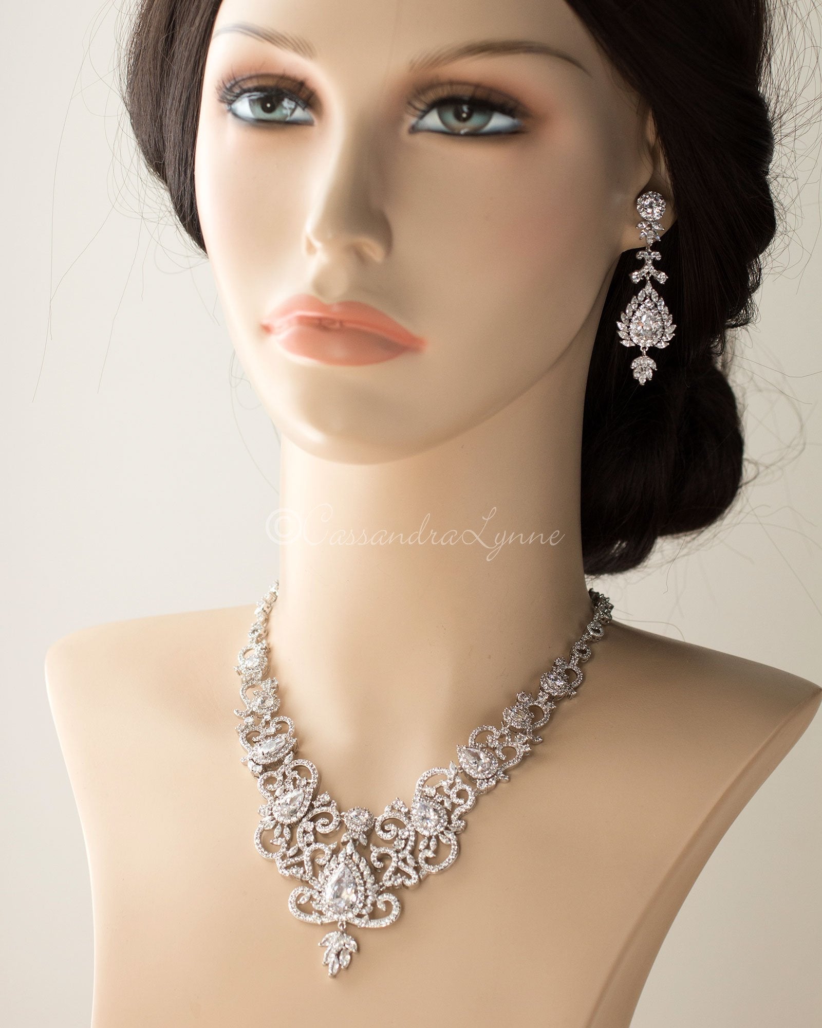 Luxury CZ Bridal Necklace and Earrings - Necklace Set - Cassandra Lynne