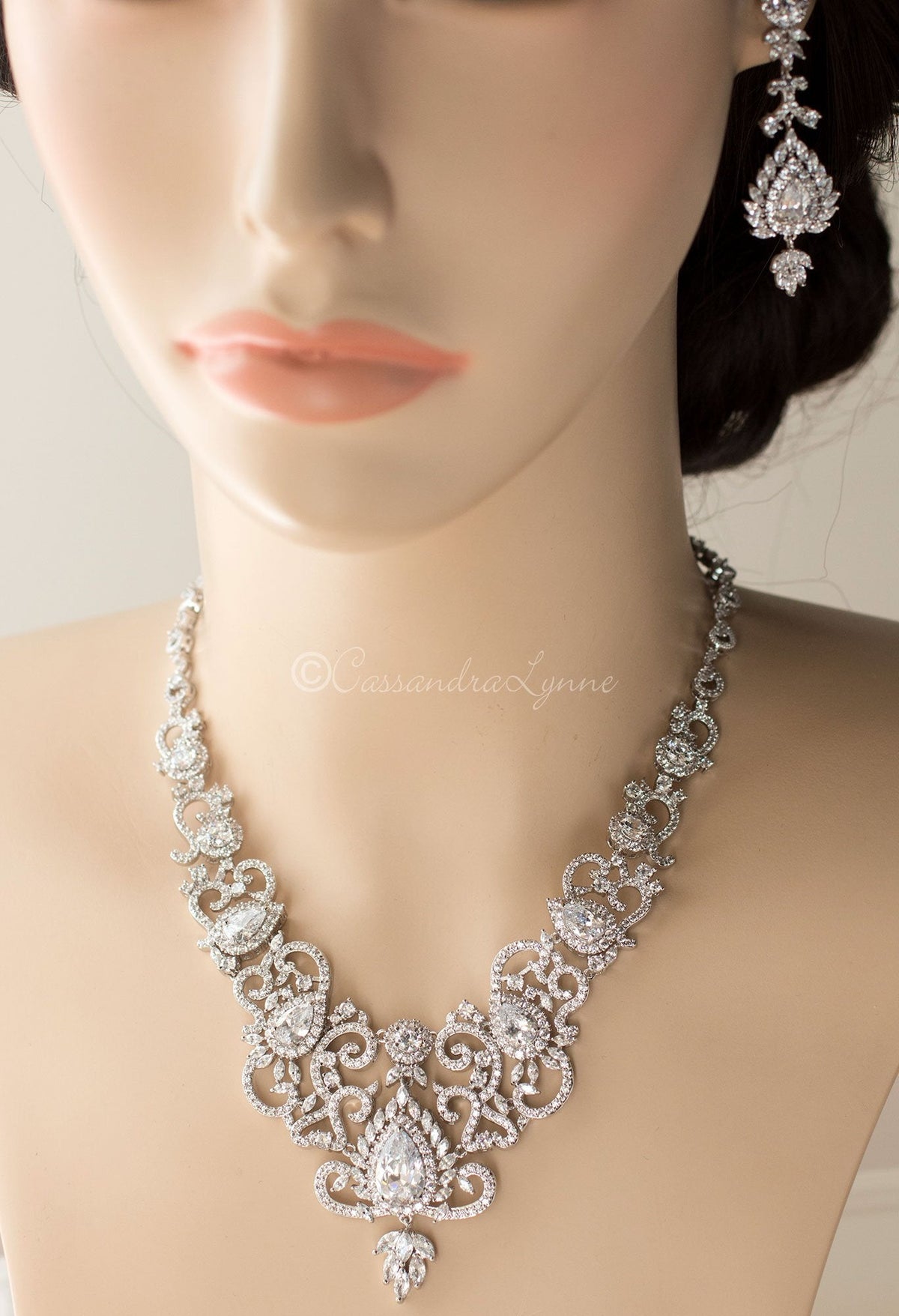 Luxury CZ Bridal Necklace and Earrings - Necklace Set - Cassandra Lynne