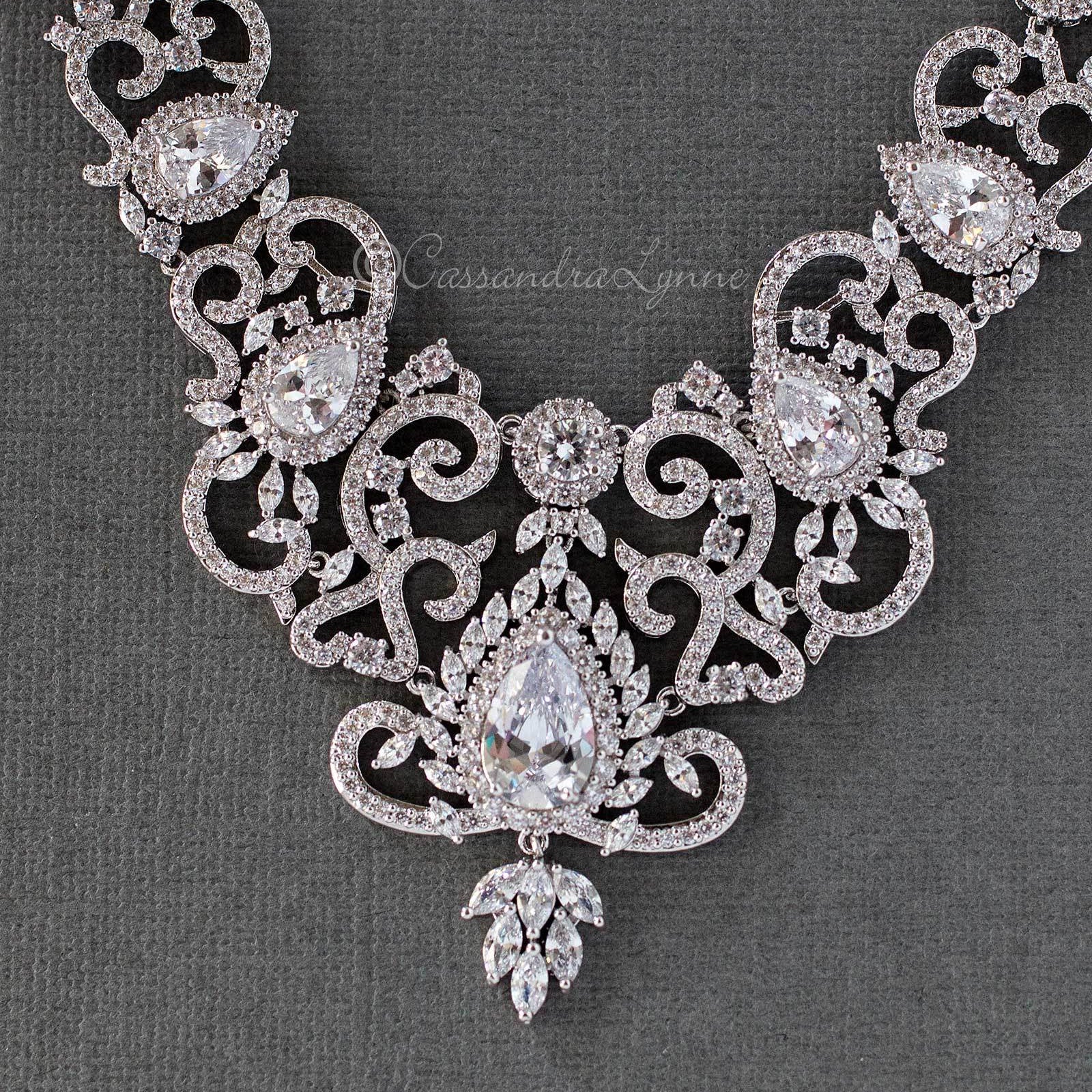 Luxury CZ Bridal Necklace and Earrings - Necklace Set - Cassandra Lynne