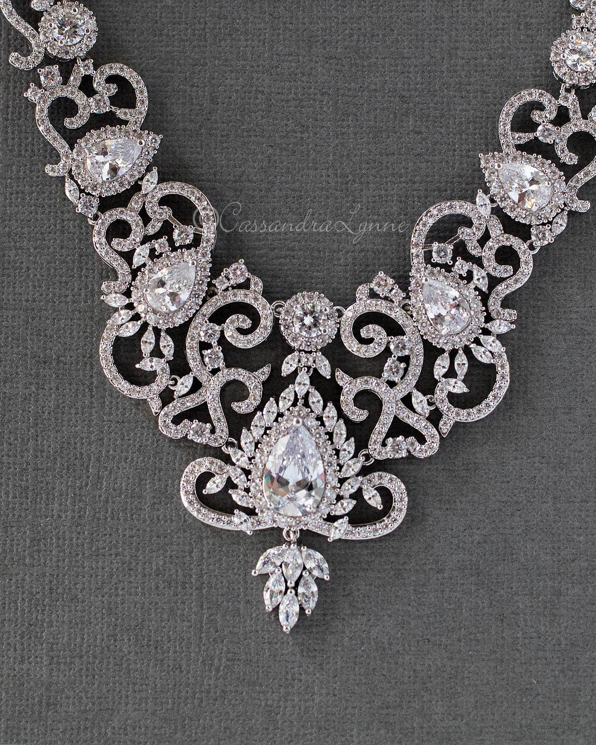 Luxury CZ Bridal Necklace and Earrings - Cassandra Lynne