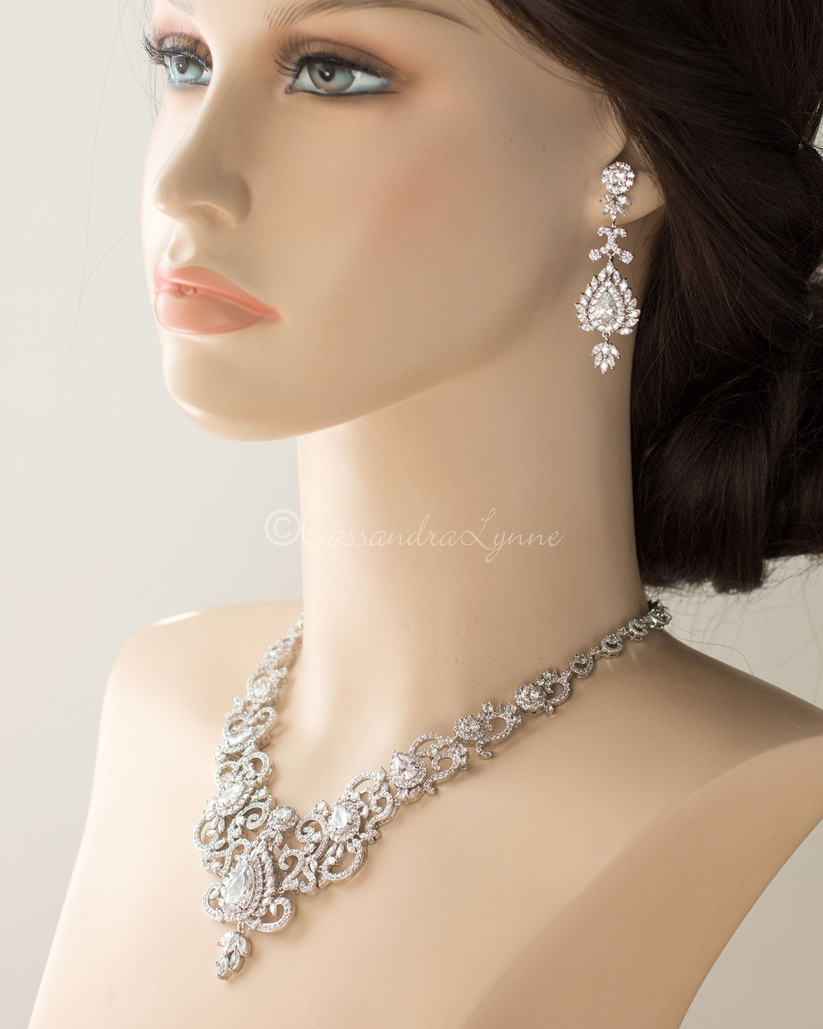Luxury CZ Bridal Necklace and Earrings - Cassandra Lynne