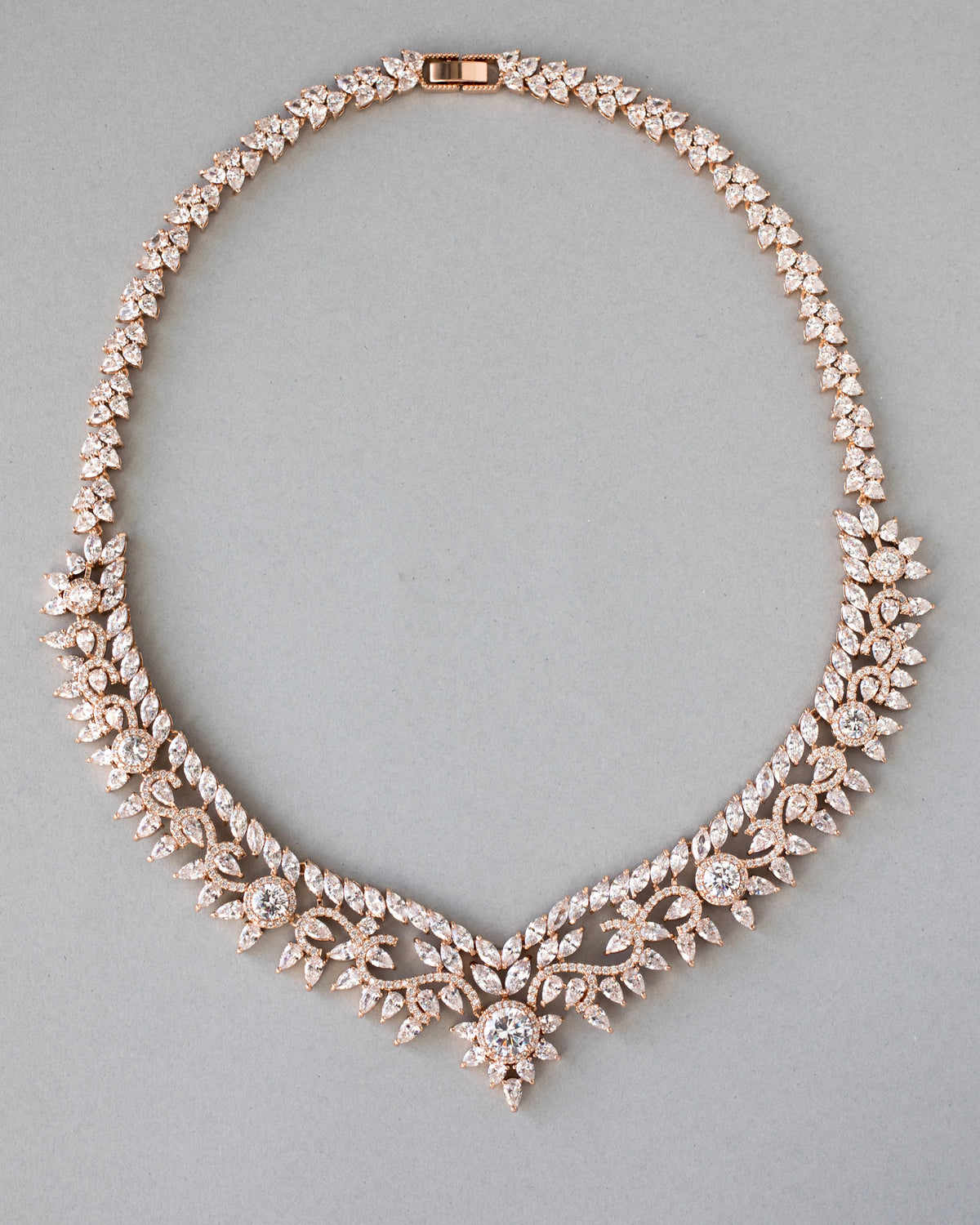 Scrolling Floral Cubic Zirconia Necklace Set - Cassandra Lynne