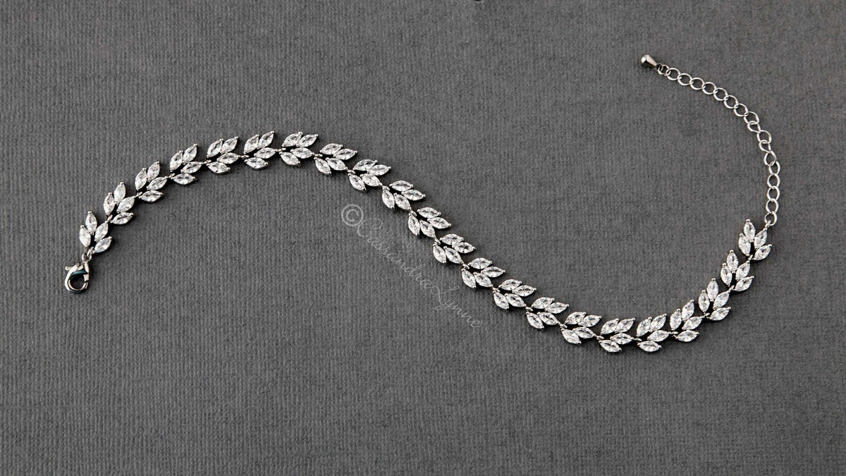 Leaf Cluster Bridal CZ Bracelet - Cassandra Lynne