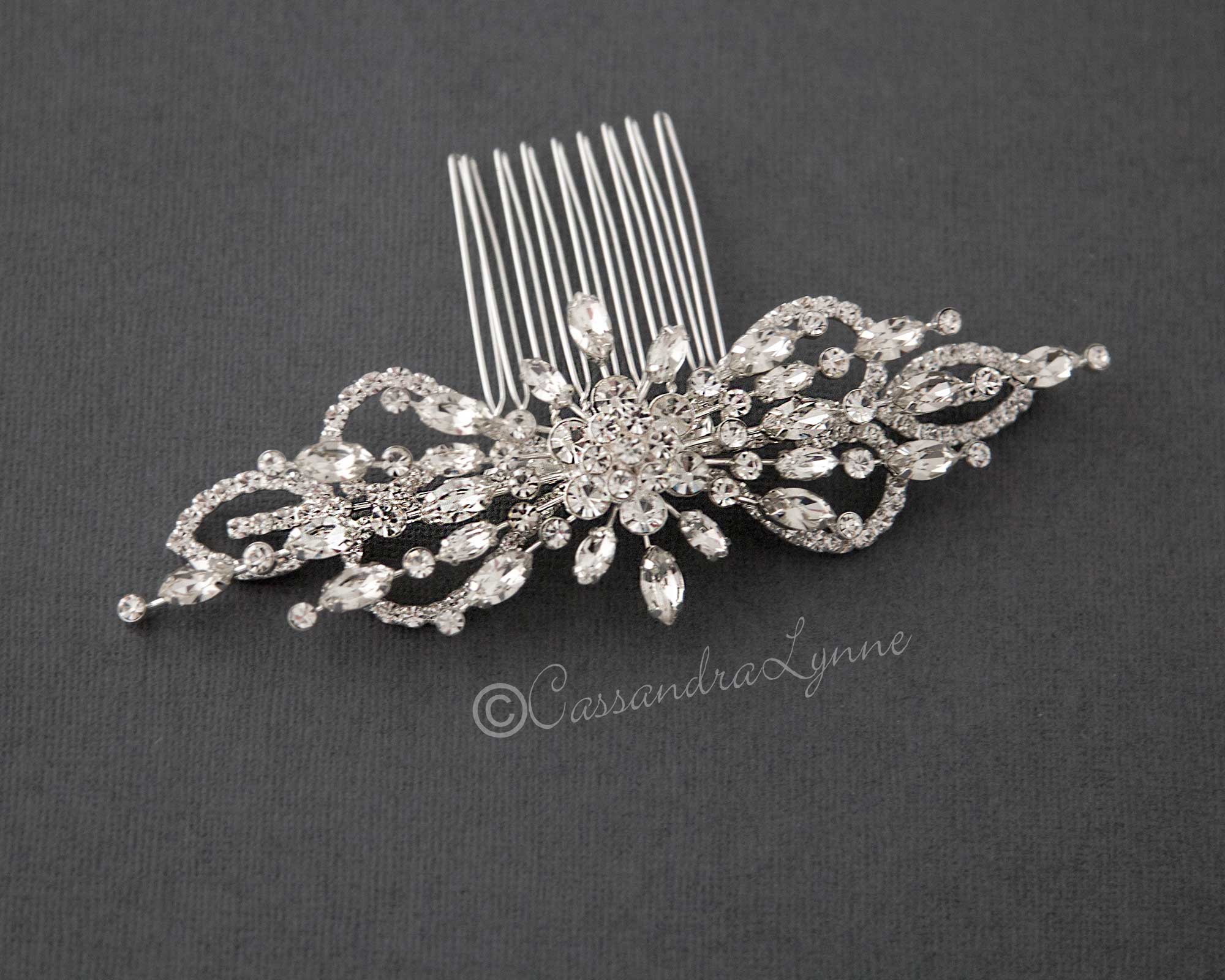 Marquise Burst Bridal Veil Comb - Hair Comb - Cassandra Lynne