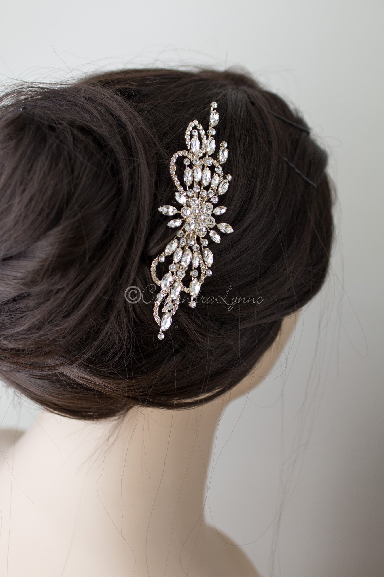 Marquise Burst Bridal Veil Comb - Hair Comb - Cassandra Lynne